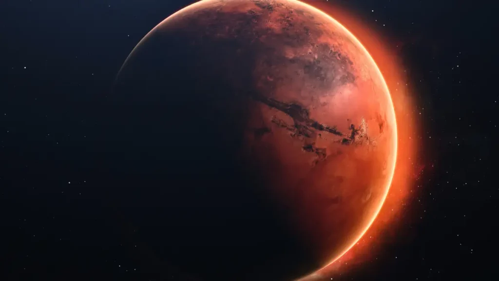 A glowing image of Mars symbolizing NASA’s unexpected sulfur find that challenges existing Mars life predictions.